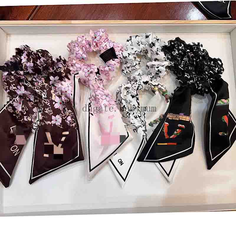 hair elastic luxury brand classic Hair Band large Bow hair ring Printing Letter Hair circle sweet fashion designer ribbon scrunchie for Women
