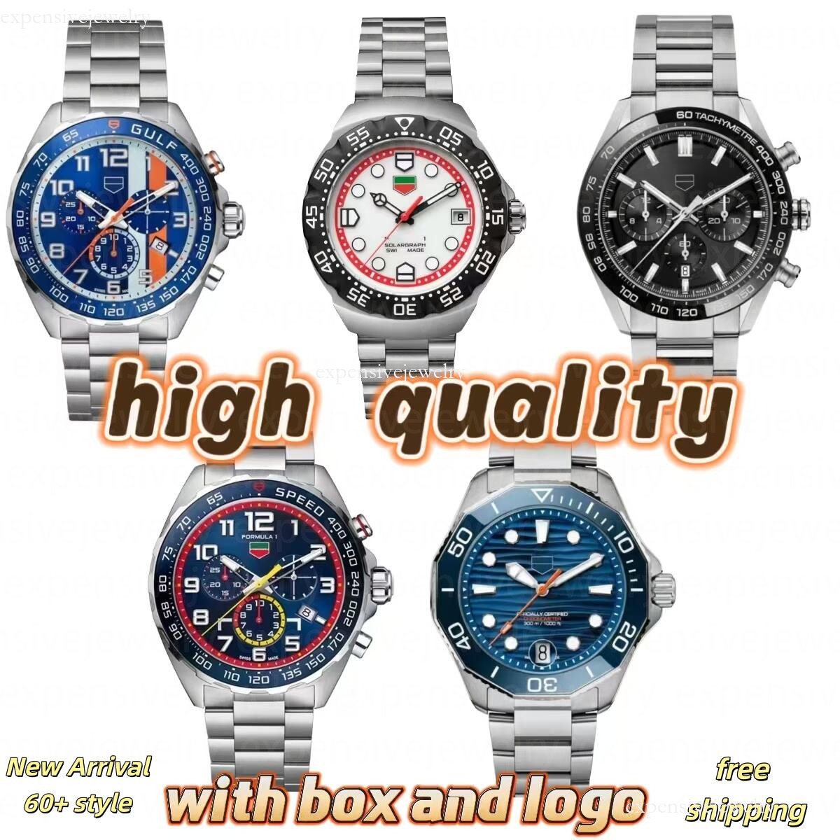Tagness Heuererity Designer Watch High Quality Watch Luxury Superclone Aquaracers Watch Chronograph Luminous Mens Watch Man Quartz/Automatic Hueuers Watch 194