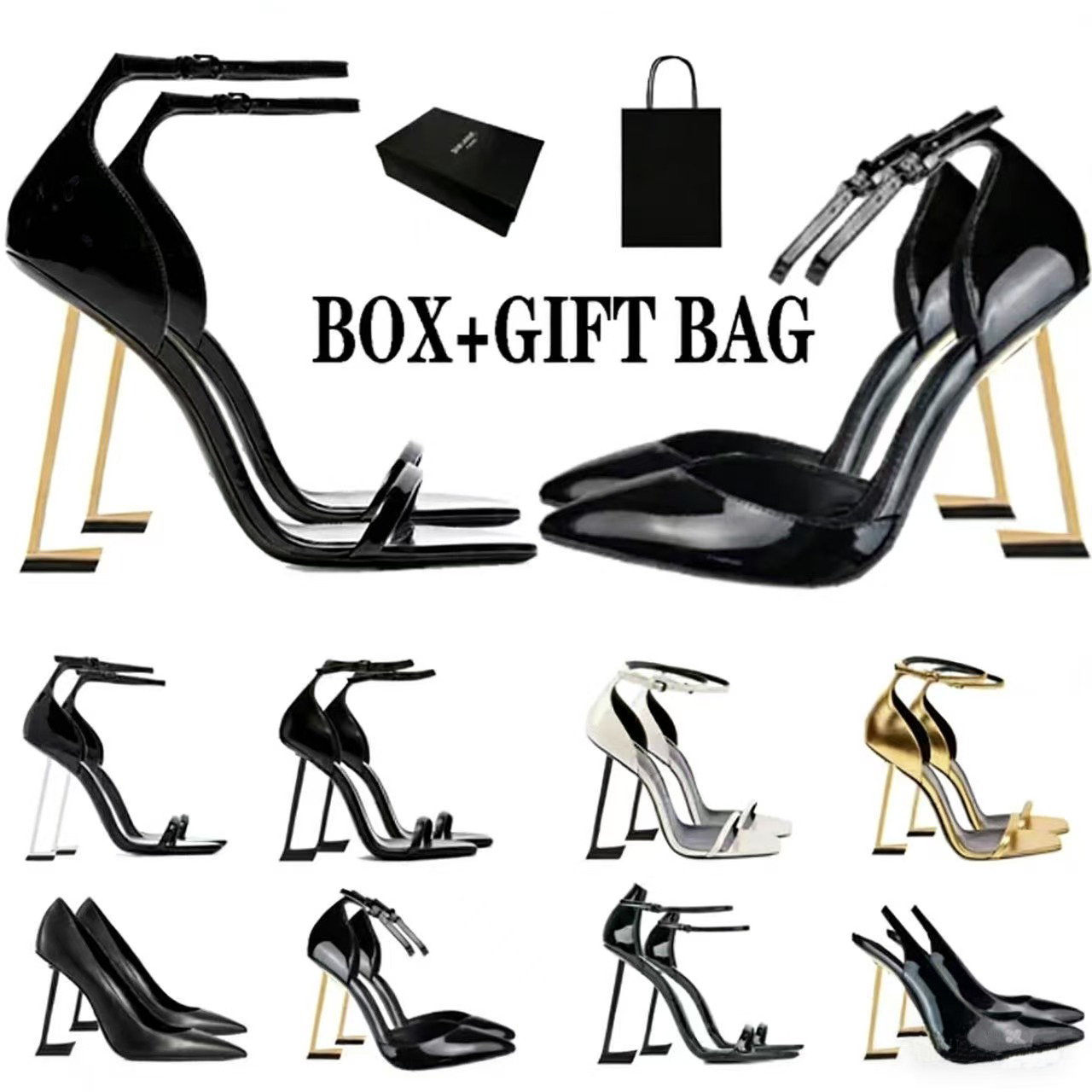 Luxury sandals, women's high heels, high-end fashion designer shoes, letter wedding banquet women's sandals with box