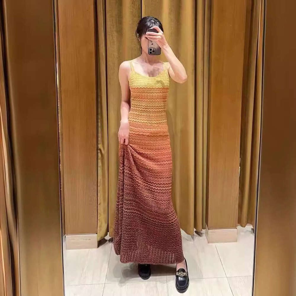 French Elegance 2026 Summer New Gradient Color Slim Fit Camisole Dress S