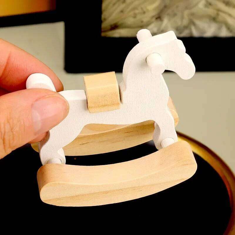 Mini Wooden Ornament Creative DIY Wood Craft Rocking Horse Desktop & Decoration Home Christmas Birthday Party Gifts