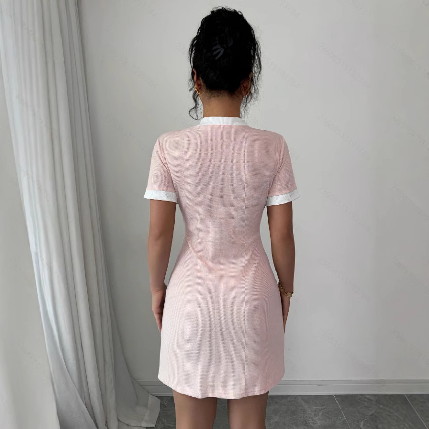 Luxury Brand Designer Clothes Summer Dress French Style Waist-Cinching Slimming Elegant Goddess Fashion Style Clothes Slim Short Sleeve Knitted Dress