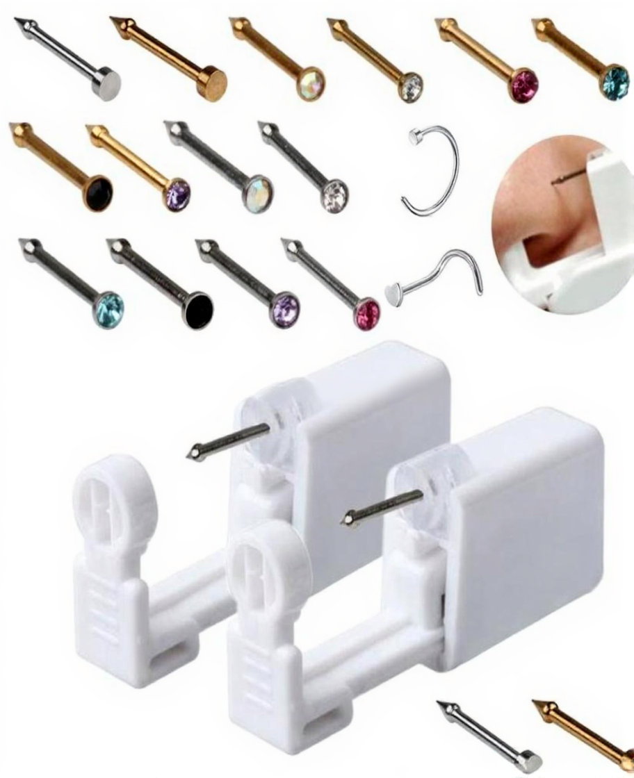 Kits Tattoos Art Health Beautydisposable Safe Sterile Pierce Unit For Gem Nose Studs Piercing Gun Piercer Tool Hine Kit Earring