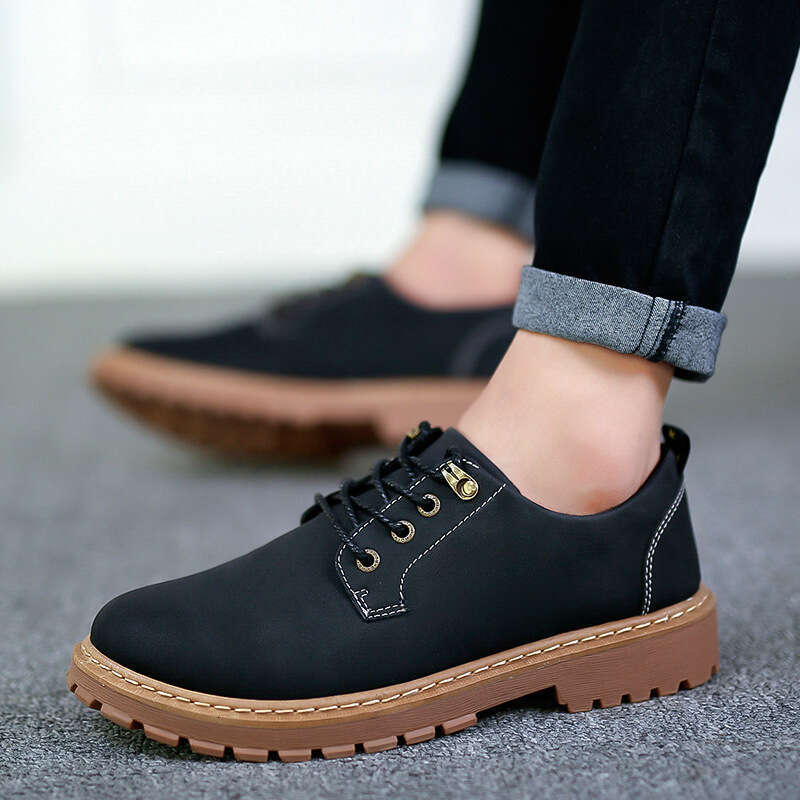 designer shoe martin chaussure for men autumn version british style business casual shoe red-brown khaki black retro workwear big toe boots versatile 