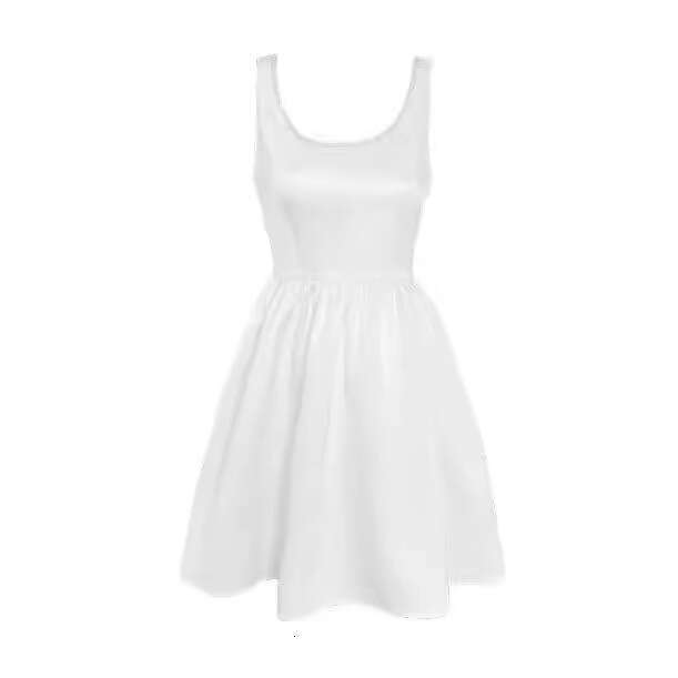 2026 Spring Summer New Niche Design Pure White Diamond Embellished Strap Flower Bud Waist-Cinching Puffy Short Dress