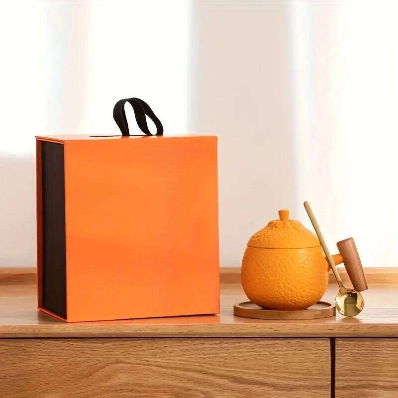 Orange Design Ceramic Coffee Cup Large Capacity Cute Mugs Attractive Appearance Tea Cups for Daily Use