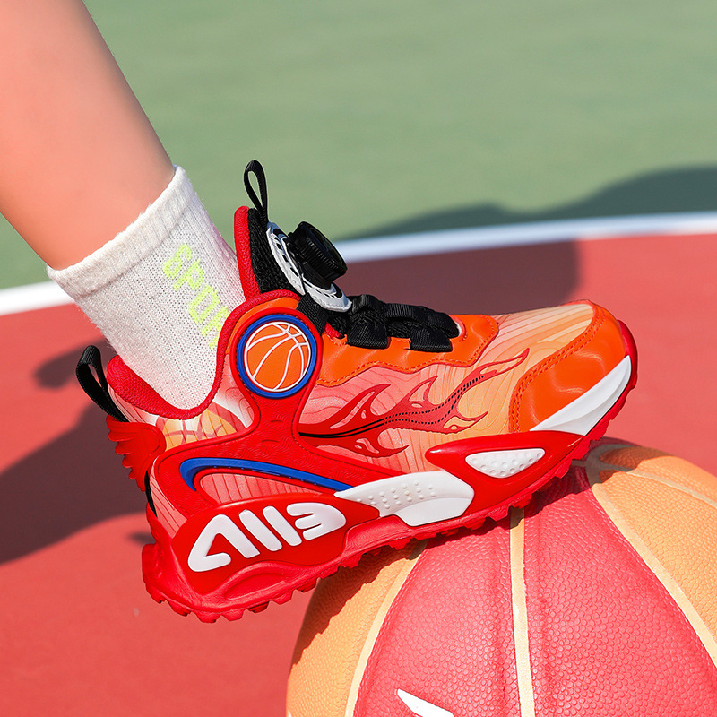 Children Basketball Shoes for Boys Girls Kids Teenagers Breathable Non-slip Lace Up Indoor Outdoor Training Sneakers Tennis Shoe