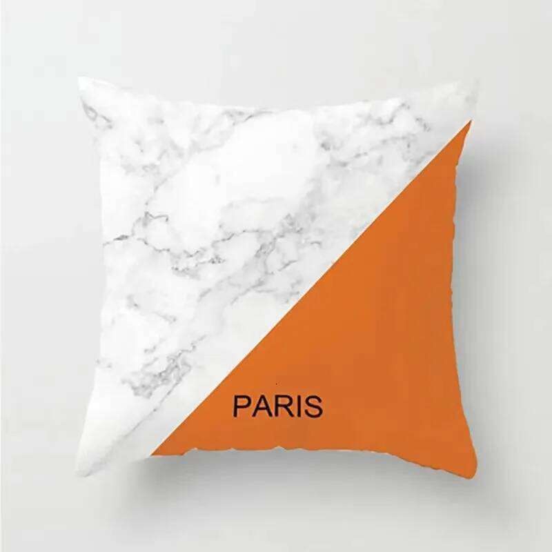 Orange series patchwork pillowcase design for sofa decoration, printed short plush pillowcase, cushion, orange light luxury backrest pillowcase, plush