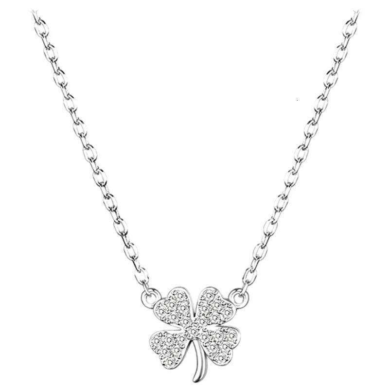 Jewellery Necklace Designer Jewellery Four Leaf Clover Luck Leaves Sweater Choker Crystal Cubic Zirconia Pendant Adjustable Chain for Daily Wear Gift 