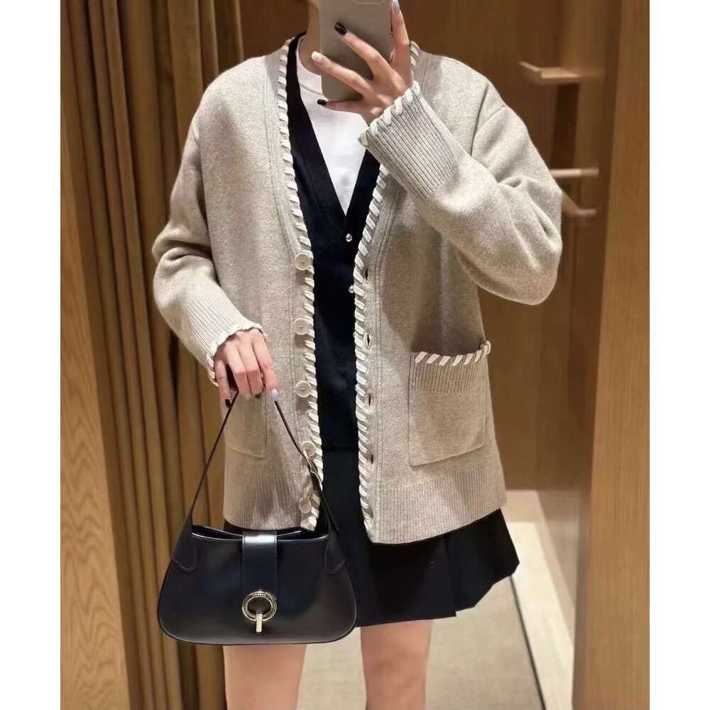 2026 Early Spring New Fashion Large Loose Drop Shoulder Wool Knit Cardigan for Women