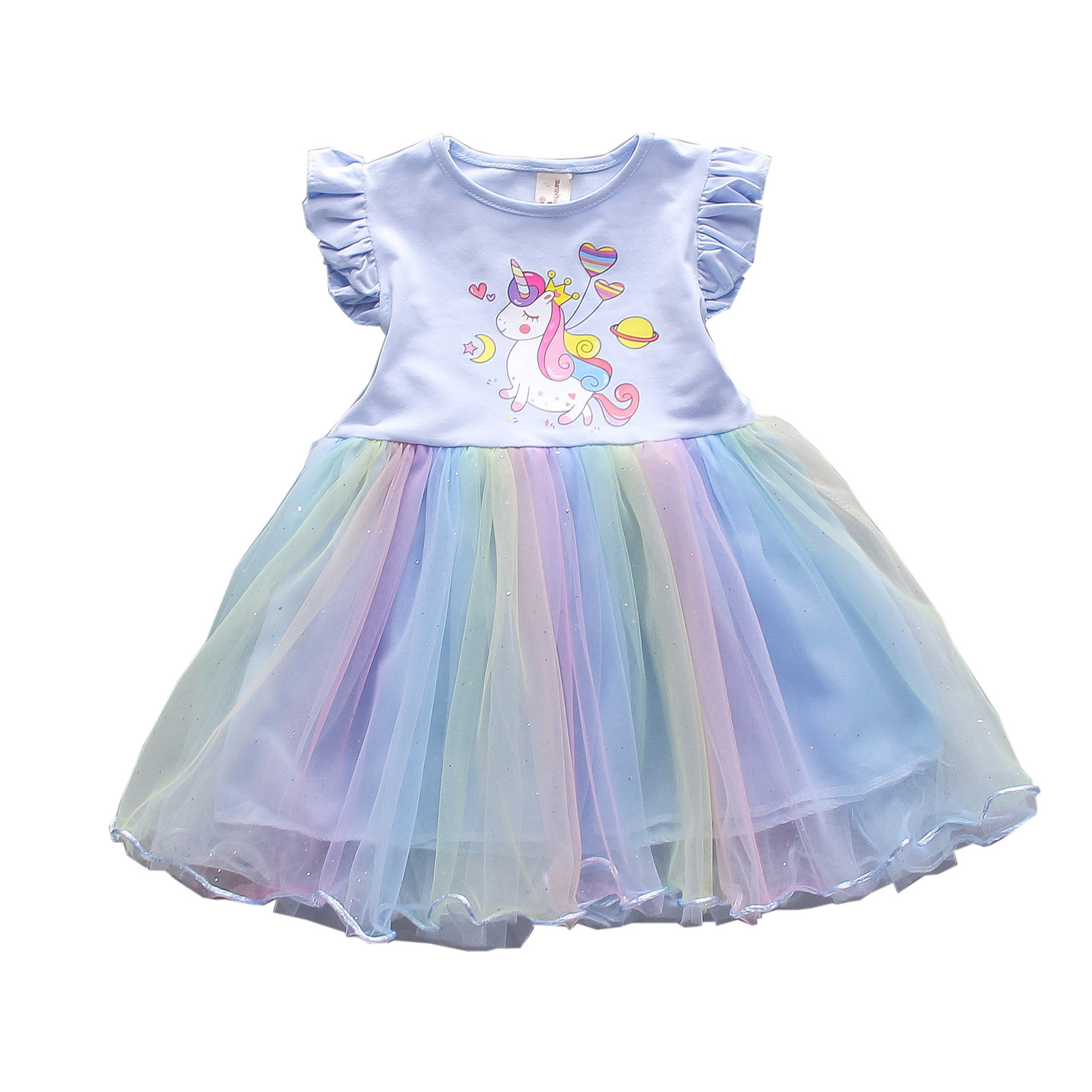 Girls Unicorn Dress Cotton Toddlers Princess Tutu Dress Children Licorne Party Vestidos Kids Summer Dresses for Girls 210303