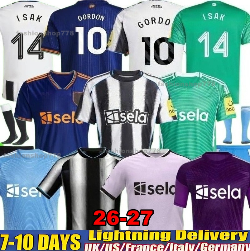 Newcastled United 26 27 soccer jerseys BARNES BRUNO G. TONALI Gordon WINNERS ELANGA ISAK football kit home Away 3rd fans player football shirts Men kids kit goalkeeper
