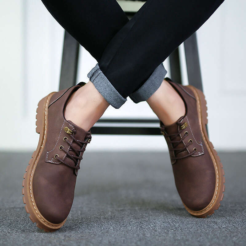 designer shoe martin chaussure for men autumn version british style business casual shoe red-brown khaki black retro workwear big toe boots versatile 