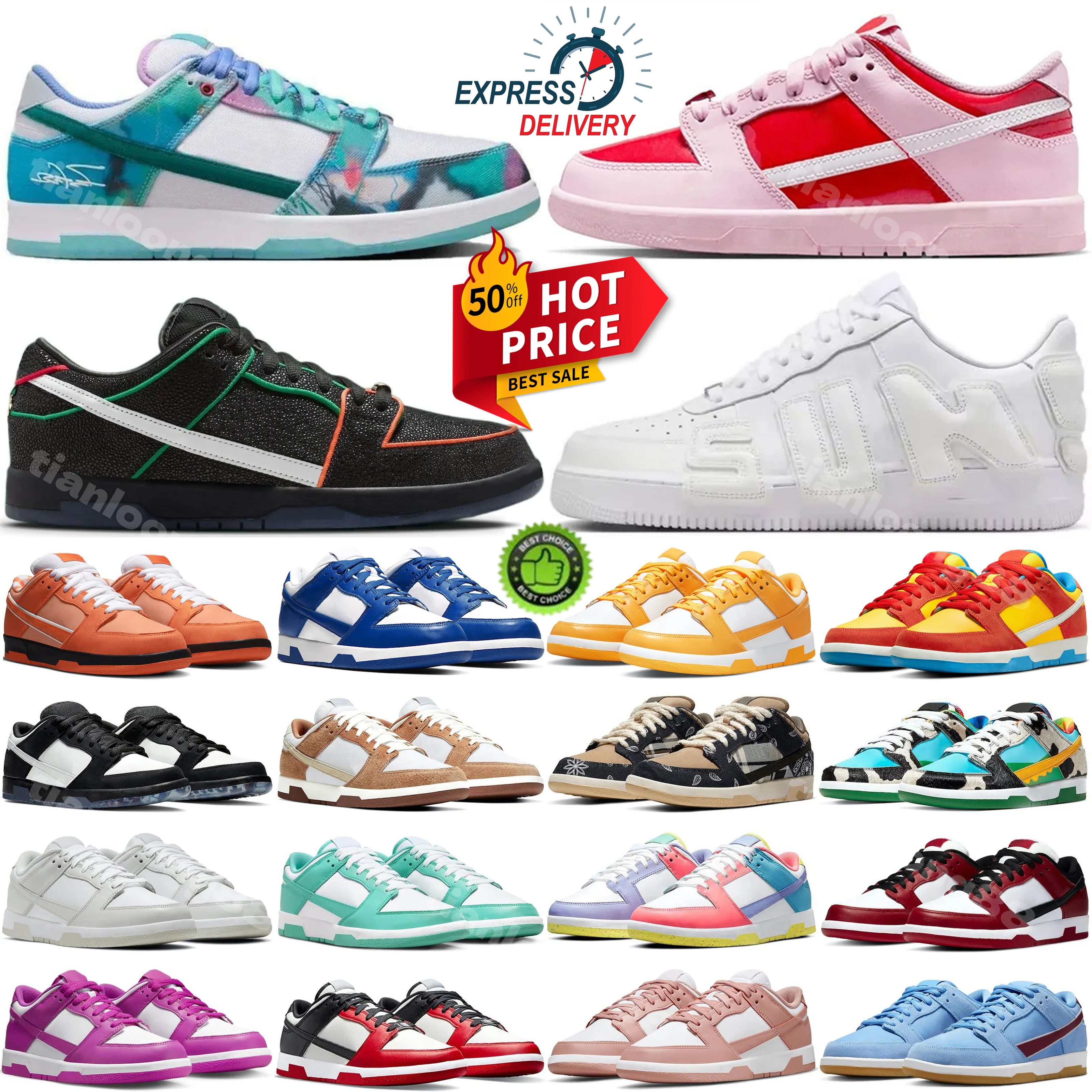 Designer Low Casual Shoes Mens Women trainers Sneakers Stranger Things Nardwuar Valentine's Day Baroque Brown Adobe Roses Khaki Leopard Krampus White Black Gum UNC