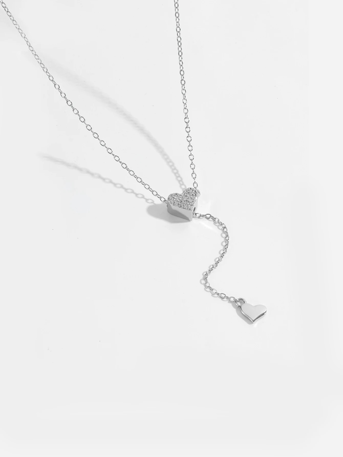 DPLAOPA Women 925 Sterling Silver Heart Zircon Ajustable Flexible Fix Pulling Necklace Wedding Fine Advanced Jewelry 260114 - view 3