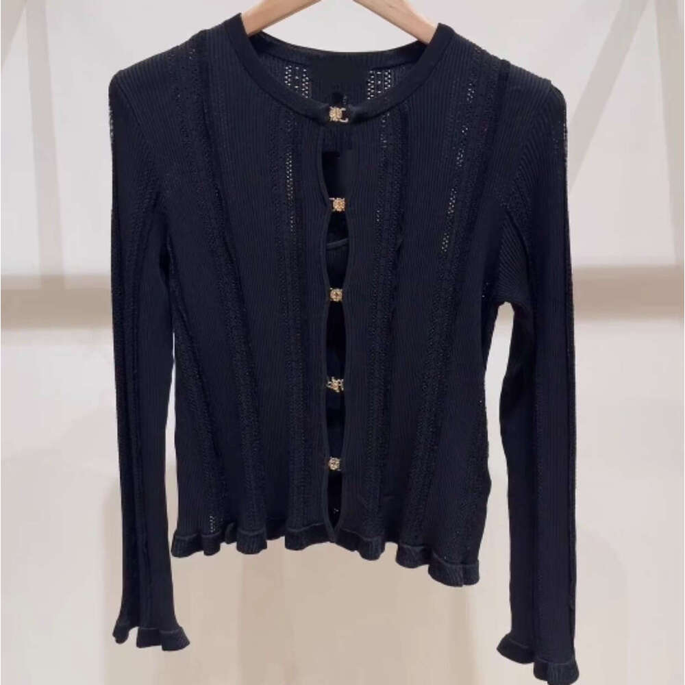 French Niche 2026 Early Autumn New Women's Fashion Elegant Black Slim Knitted Top Camisole Two-Piece Set M