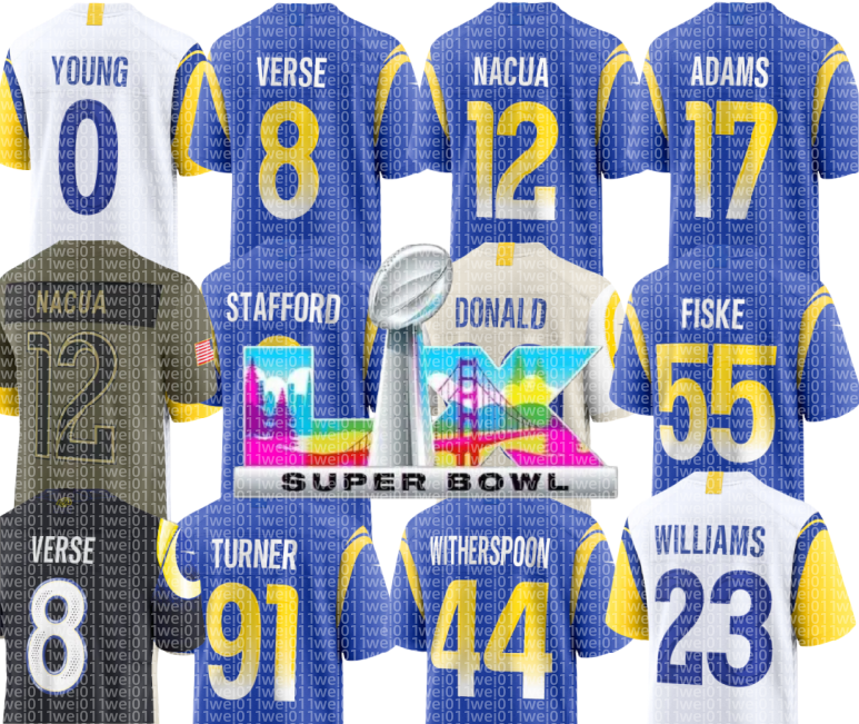 Puka Nacua Davante Adams Nate Landman Kamren Kinchens Byron Young Quentin Lake Omar Speights Jared Verse Joshua Karty Jordan Whittington Football Jersey Men youth