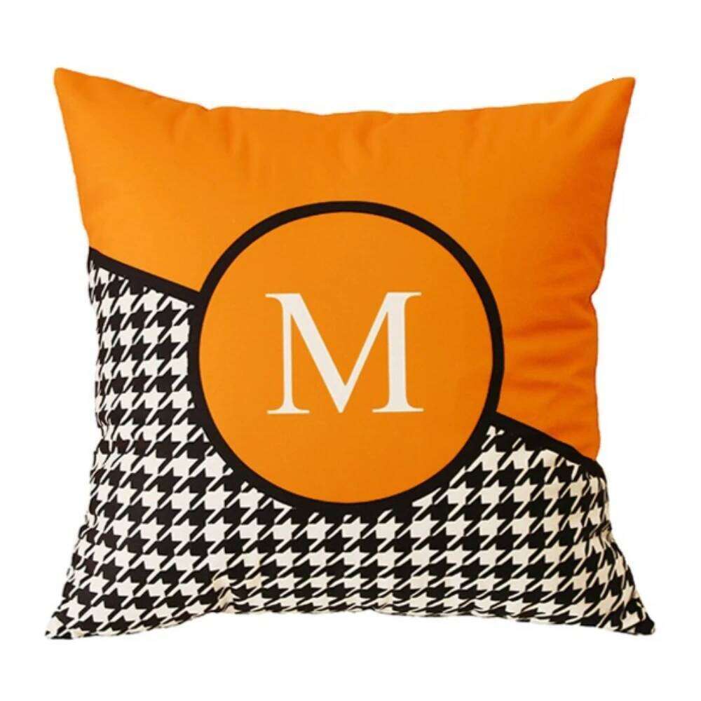 Nordic orange minimalist pillowcase, short plush print, sofa and living room decoration, pillowcase