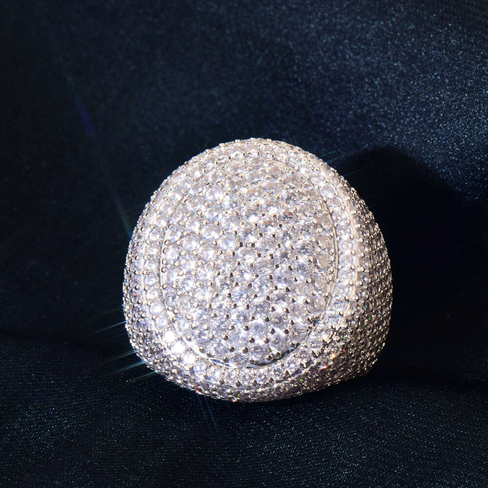 Fine jewelry iced out hip hop cuban gold plated sterg sier vvs moissanite dia ring for men