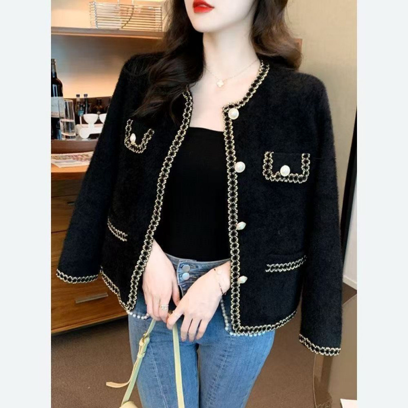 Luxury Brand Designer Clothes Style Fashion Versatile Double-Sided Faux Mink Coat Korean Version Loose Coat Cardigan Sweater Spring Autumn Elegant Soc