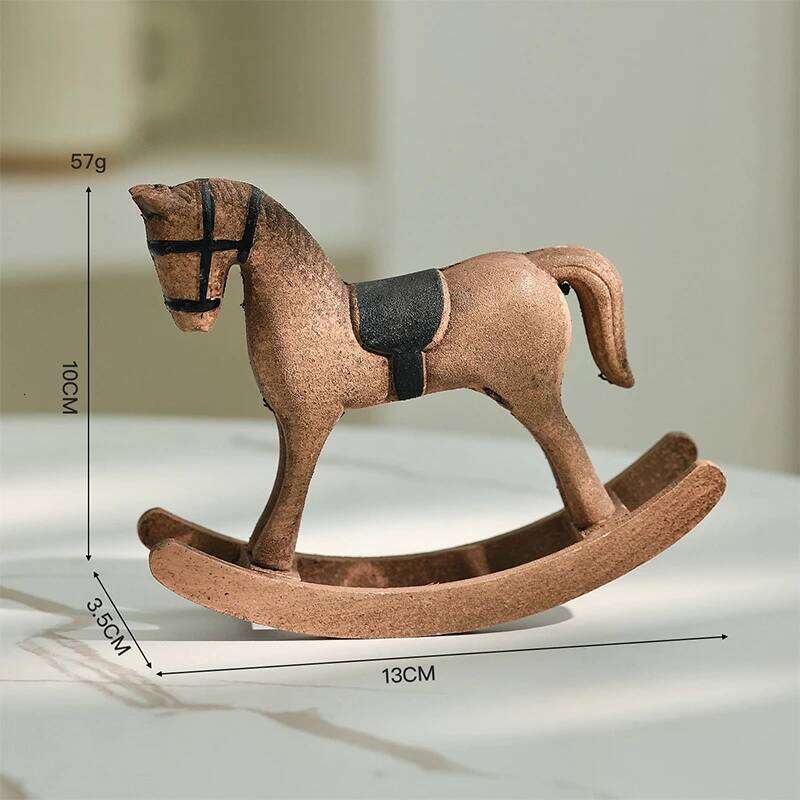 Nordic Retro Wooden Desk Balance Art Adornment Miniature Rocking Horse & Decor Ornament Kids Gift