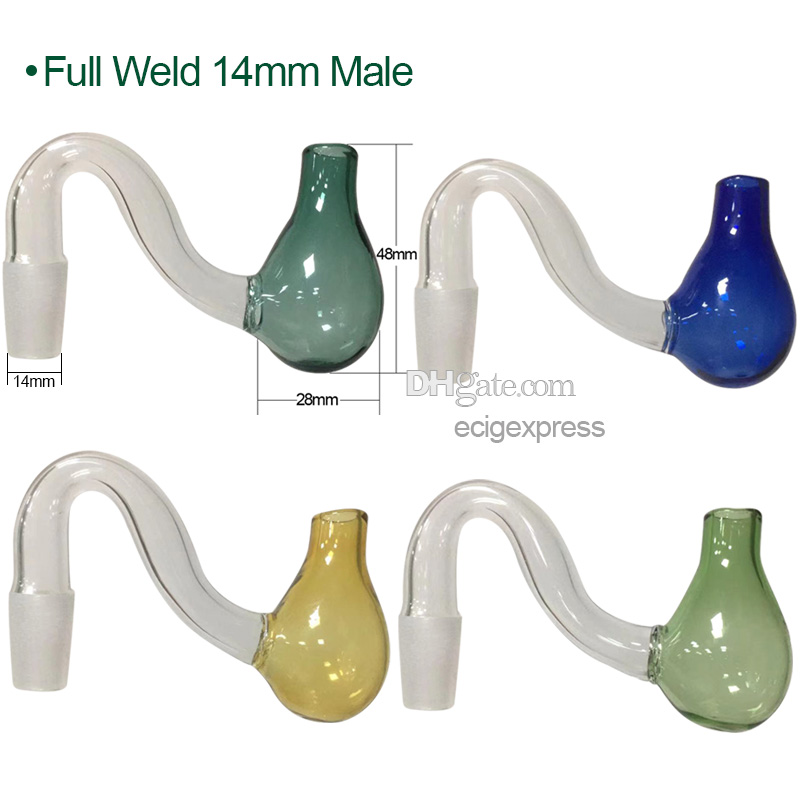 Full Weld Glass Oil Burner Pipe 10mm 14mm Male Colorful Bowl Bubbler Downstem Slide Two Sizes