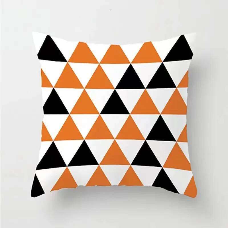 Orange series patchwork pillowcase design for sofa decoration, printed short plush pillowcase, cushion, orange light luxury backrest pillowcase, plush