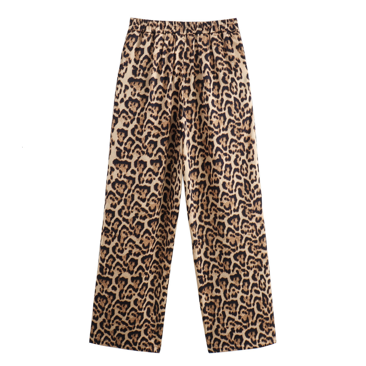 Custom Fashionable Leopard Print Color-Block Loose Straight Trendy Long Casual Pants