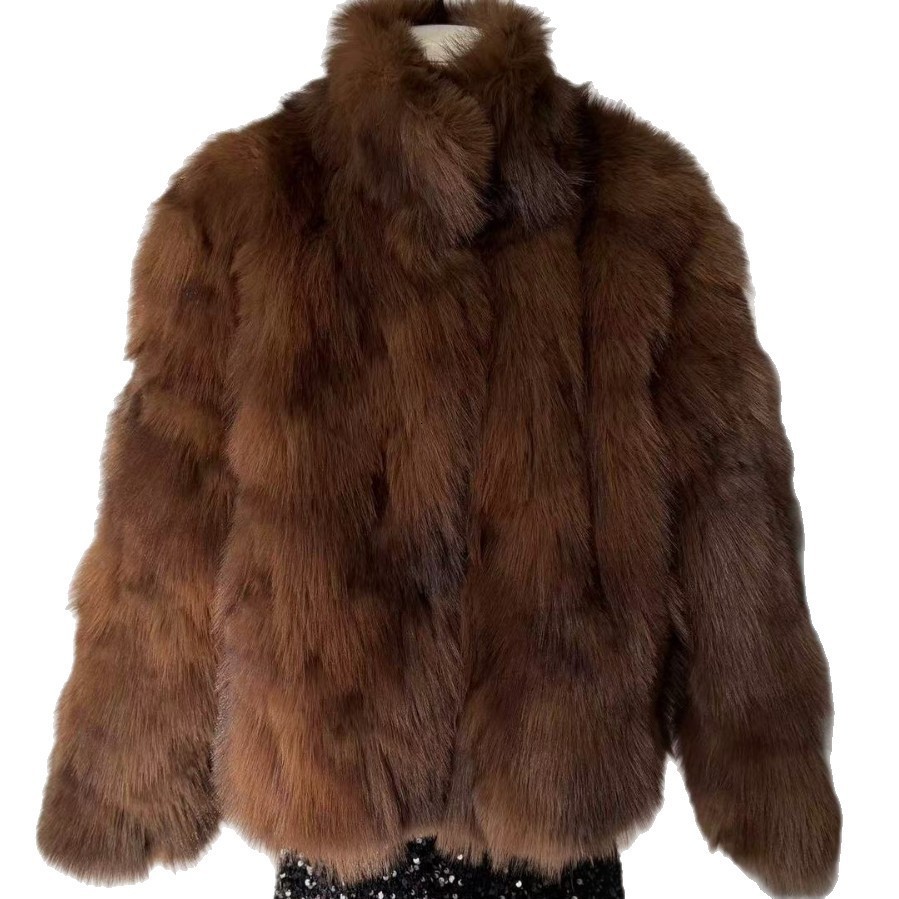 Short Faux Mink Coat Winter Brown Faux Fur Coat Woman Clothing Loose Fluffy Faux Fur Jacket Woman Fur Coats Tops 251008