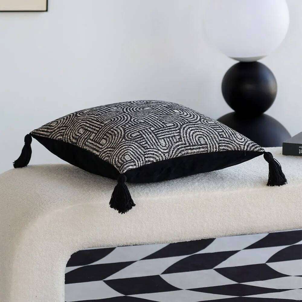 Geometric Tassel Cushion Cover Living Room Sofa Decorative Pillowcase Jacquard Soft Home Decor Retro Boho Style Funda Cojin