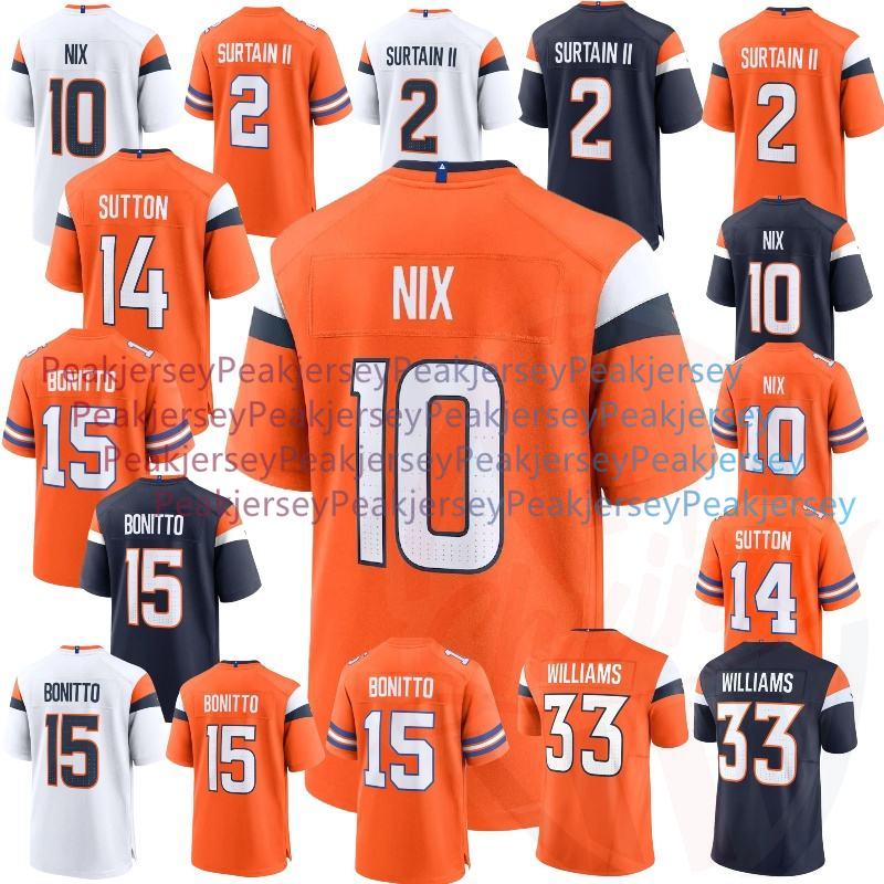 Bo Nix Jersey Patrick Surtain II Courtland Sutton Quinn Meinerz Javonte Williams Zach Allen Marvin Mims Jr Alex Singleton John Elway Riley Moss Footba
