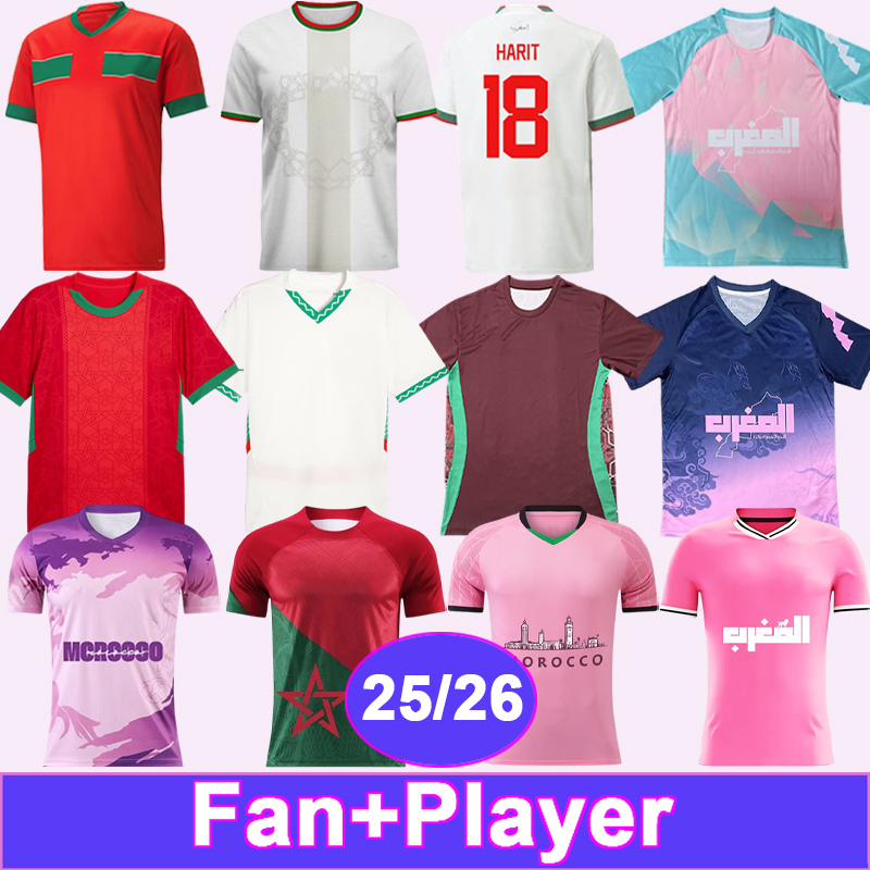 25 26 Morocco Mens Player Soccer Jerseys HAKIMI SAISS ZIYECH Y.EN-NESYRI TARGHALLINE EZZALZOULI Home Away Special Football Shirts Uniforms