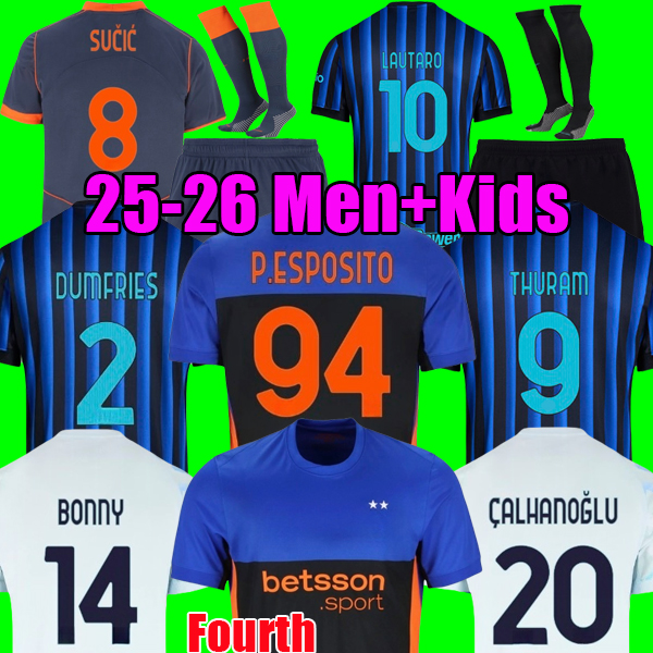 LAUTARO P.ESPOSITO 25 26 soccer jersey BARELLA THURAM DIMARCO INTERES MILANES 2025 2026 football shirt men kids set uniform DUMFRIES Fourth Kit maglie da calcio
