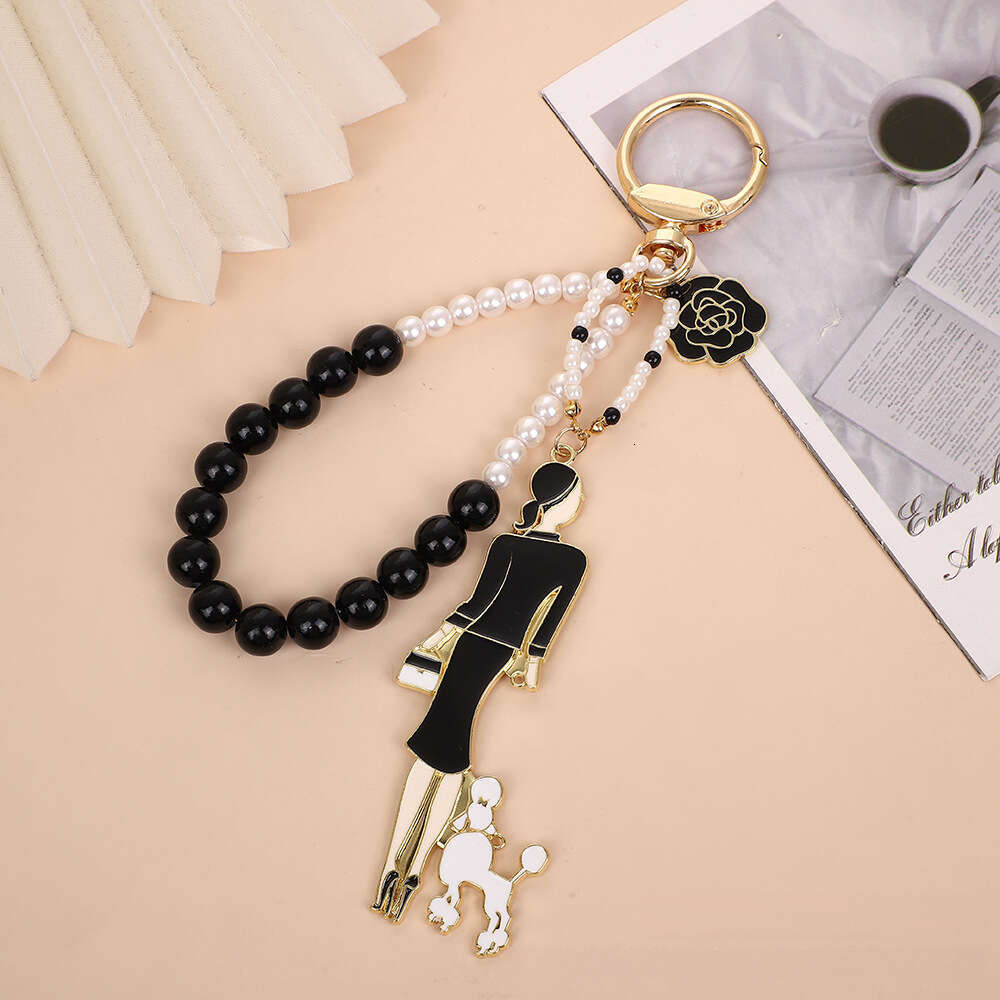 Elegant Bag Charm Keychain Camellia & Number 5 Pendant for Women Handbag & Car Decoration