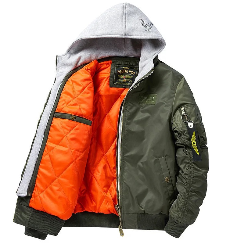 Winter Thick Hooded Bomber Jacket Men Military Windbreaker Multipocket Air Force Coats Male Autumn Streetwear Baseball Jackets 260114