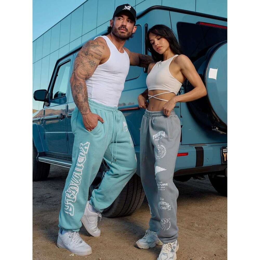 Mens Sweatpants Streetwear Flame Wolf Skull Casual Loose Gym Joggers 2025 Summer Cotton Breathable X2506251