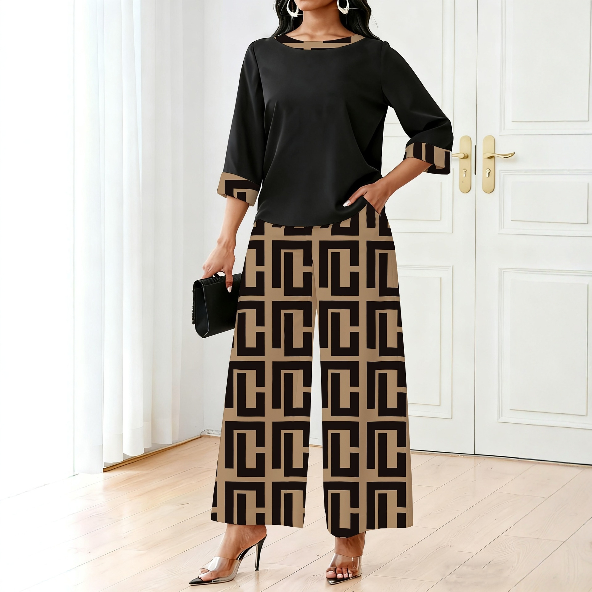 Designer Women's Clothing Set 2026 Spring New Wow T-shirt Pants T-shirt Printed Set Elegant High Quality Two Piece Set