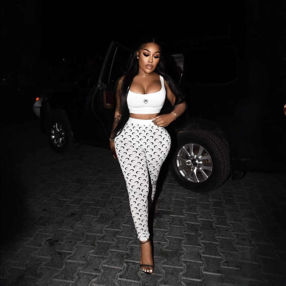 European American Cross-Border Amazon New Sexy Slimming Vest and Long Pants Fashion Crescent Print Two-Piece Set