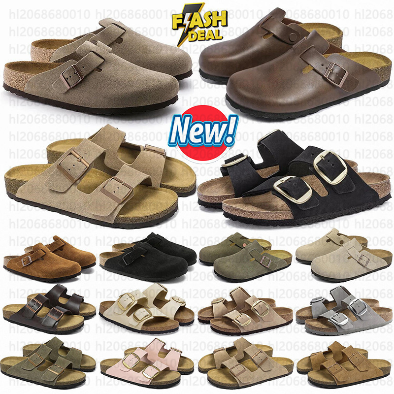 designer sandles Clogs Sandals Clog Slippers Cork Flat mens slides Summer Genuine Leather mind slides Beach Shoes Women Men 35-46