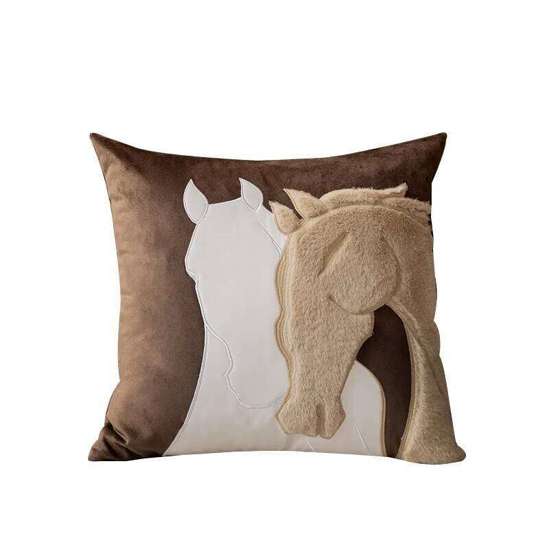 Cilected Vintage Horse Animals Pillow Cotton Geometric Pillowcase Car Waist Cushion Cover For Living Room Sofa Decoration