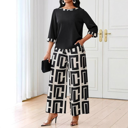 Designer Women's Clothing Set 2026 Spring New Wow T-shirt Pants T-shirt Printed Set Elegant High Quality Two Piece Set