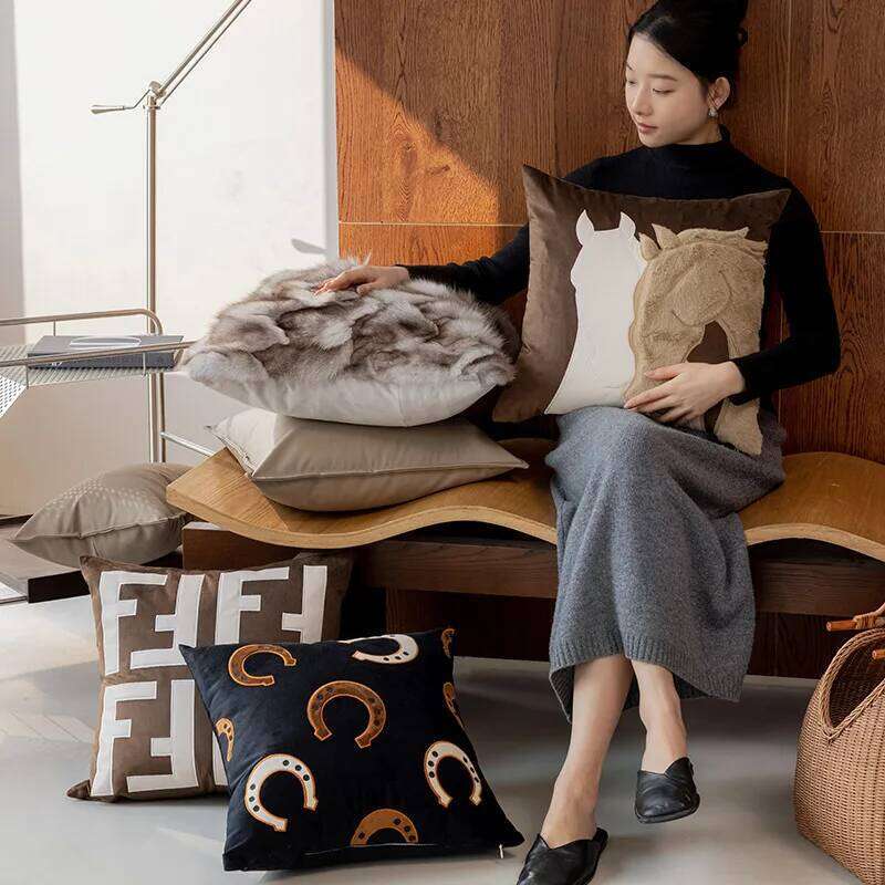 Cilected Vintage Horse Animals Pillow Cotton Geometric Pillowcase Car Waist Cushion Cover For Living Room Sofa Decoration