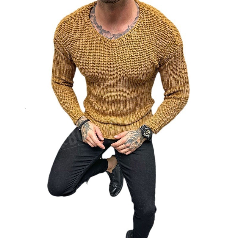 Solid Casual Knitted Mens Sweater Shirt Autumn O Neck Long Sleeve Knit Pullover Blouse Male Slim Bottom Knitwear 240816