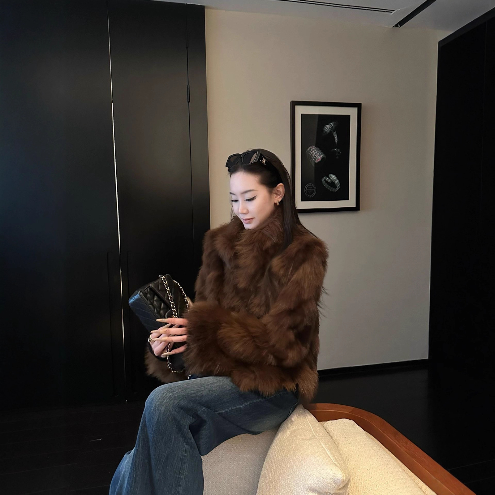 Short Faux Mink Coat Winter Brown Faux Fur Coat Woman Clothing Loose Fluffy Faux Fur Jacket Woman Fur Coats Tops 251008
