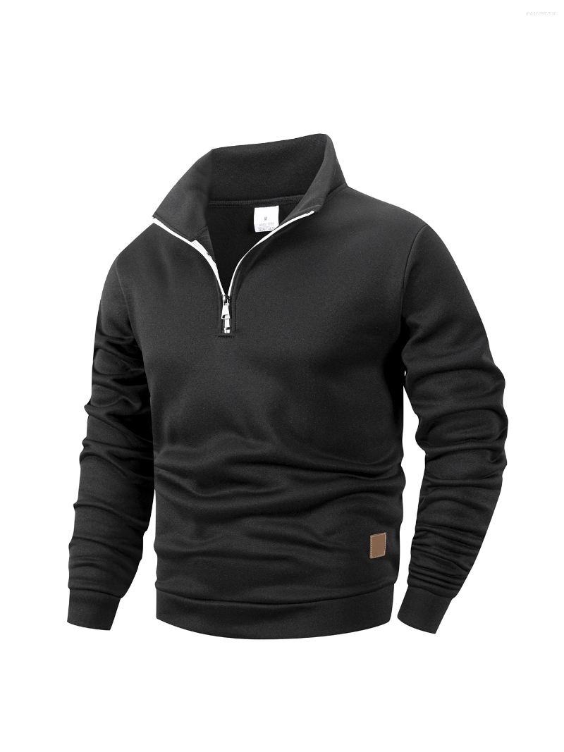 Men's Hoodies Men Sweatshirts Autumn Thicker Pullover Half Zipper Male Winter Solid Color Turtleneck Sweater Hoody Outdoor Sweatshirt