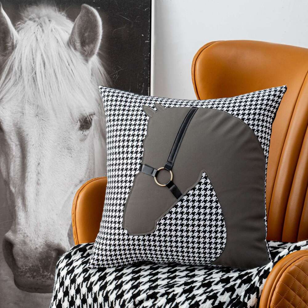 Nordic Modern Living Room Sofa American Light Luxury Home Bedside Cushion, Backrest, Thousand Bird Grid Pillowcase