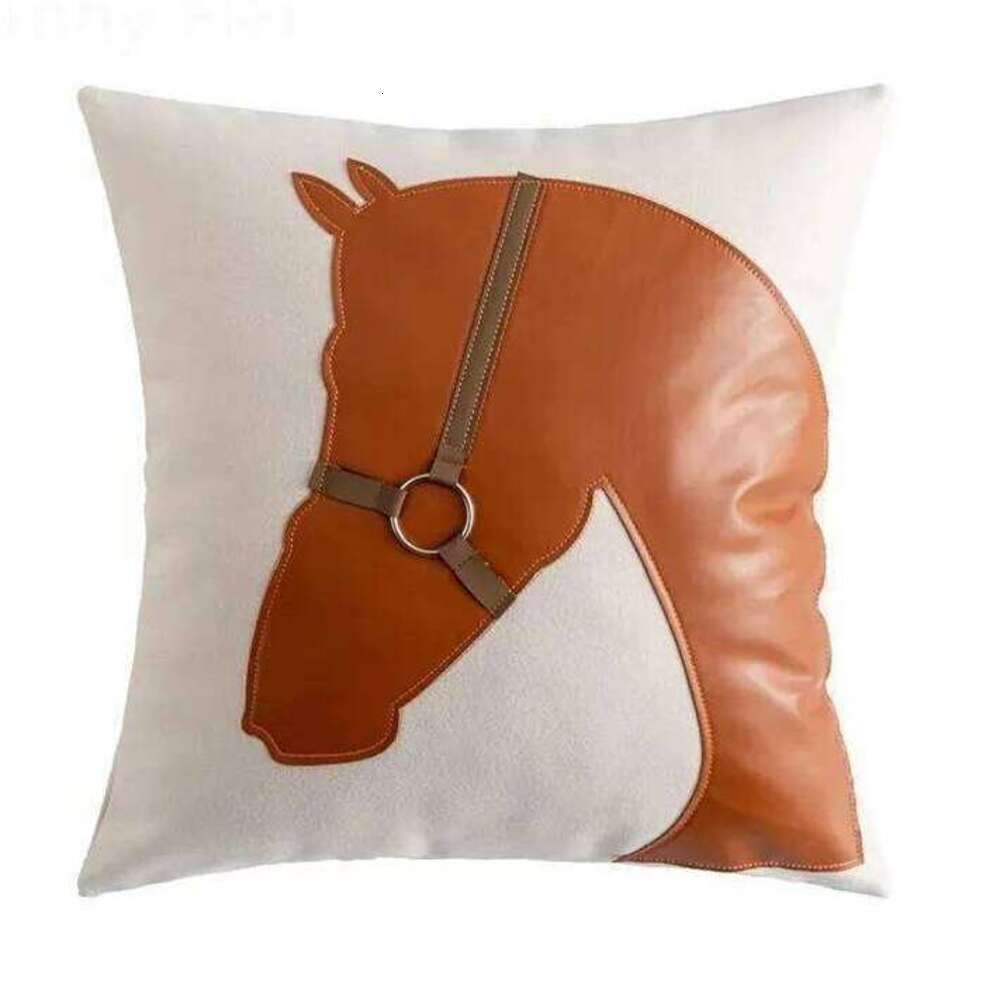 Faux Leather Horse Buckled Sofa Decorative Cushion Cover 45X45 Pillows Pillowcase Home Seat Car Decor Throw Pillow Case