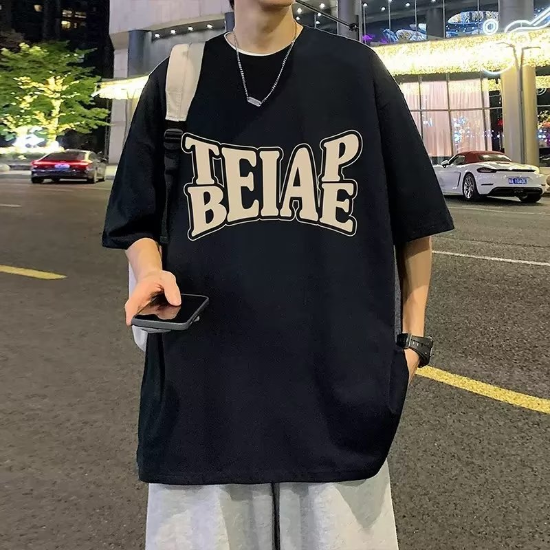 Summer New Arrival Oversized Short Sleeve T-shirt Men's Trendy Streetwear Casual Half Sleeve Tee Base Layer Top
