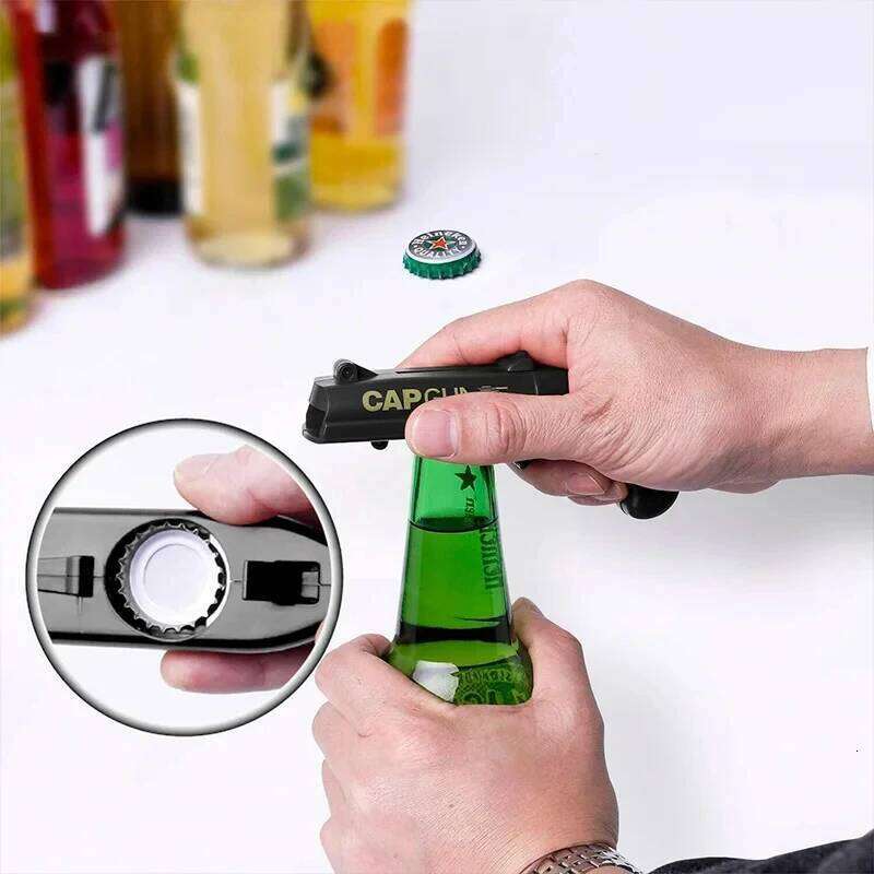 Catapult Gun Portable Creative Launcher Beer Opener Bar Tool Beverage Remover Shaped Bottle Cap Popper 26L0119