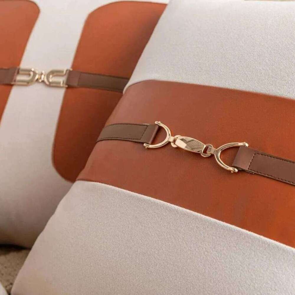 Faux Leather Horse Buckled Sofa Decorative Cushion Cover 45X45 Pillows Pillowcase Home Seat Car Decor Throw Pillow Case